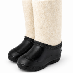 Валенки детские белые с черными галошами (001Д-СЧ)