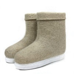 Полуваленки мужские белые на подошве (001КМ-URAGAN)