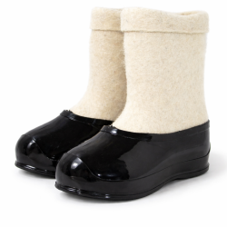 Полуваленки женские белые с черными галошами (001КЖ-СЧ)