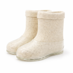 Полуваленки женские белые с прозрачными галошами (001КЖ-СП)