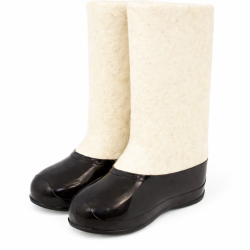 Валенки белые мужские с черными галошами (001М-СЧ)