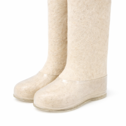 Валенки белые мужские с прозрачными галошами (001М-СП)