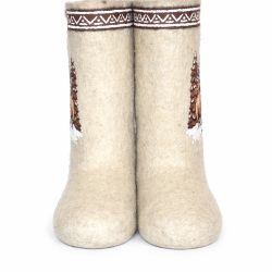 Валенки декорированные "Олени" (075А) на подошве 70485Б