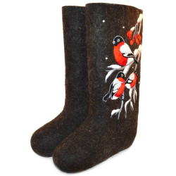 Валенки высокие коричневые с узором "Сударушка" (103Н)