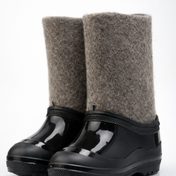 Валенки детские серые с черными галошами (200Д-СЧ)
