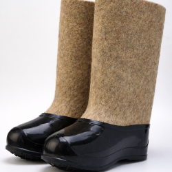 Валенки серые мужские с черными галошами (200М-СЧ)