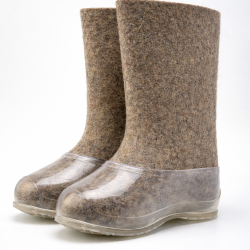 Валенки серые женские с прозрачными галошами (200Ж-СП)