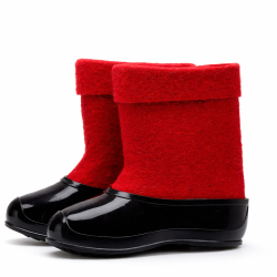 Полуваленки женские красные с черными галошами (400КЖ-СЧ)
