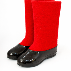 Валенки мужские красные с черными галошами (400М-СЧ)