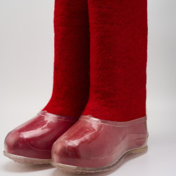 Валенки мужские красные с прозрачными галошами (400М-СП)