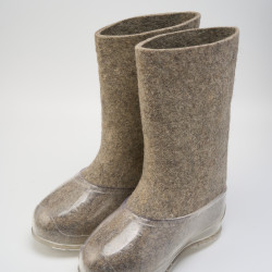 Валенки серые мужские с прозрачными галошами (200М-СП)