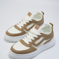 Кроссовки женские бело-коричневые,  G36-8
