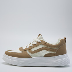 Кроссовки женские бело-коричневые,  G36-8