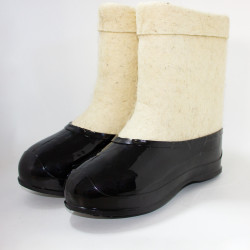 Полуваленки мужские белые с черными галошами (001КМ-СЧ)