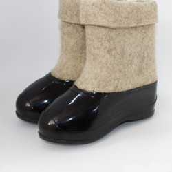 Полуваленки серые женские с черными галошами (200КЖ-СЧ)