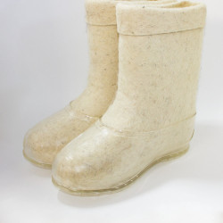 Полуваленки мужские белые с прозрачными галошами (001КМ-СП)