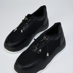 Кроссовки женские черные,  LL100-1