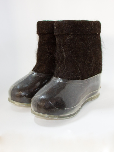 Полуваленки женские черные с прозрачными галошами (100КНЖ-СП) Полуваленки женские черные с прозрачными галошами (100КНЖ-СП)