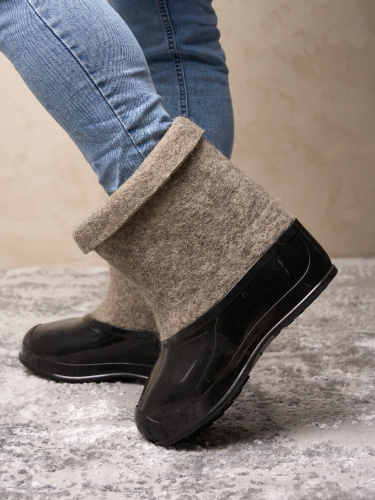 Полуваленки мужские серые с черными галошами (200КМ-СЧ) фото 3