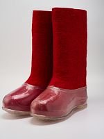 Валенки мужские красные с прозрачными галошами (400М-СП)