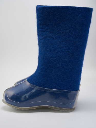 Валенки женские синие с прозрачными галошами (500Ж-СП) фото 3
