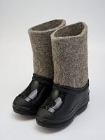 Валенки детские серые с черными галошами (200Д-СЧ)