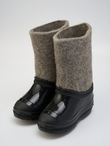 Валенки детские серые с черными галошами (200Д-СЧ)