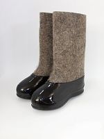 Валенки серые женские с черными галошами (200Ж-СЧ)