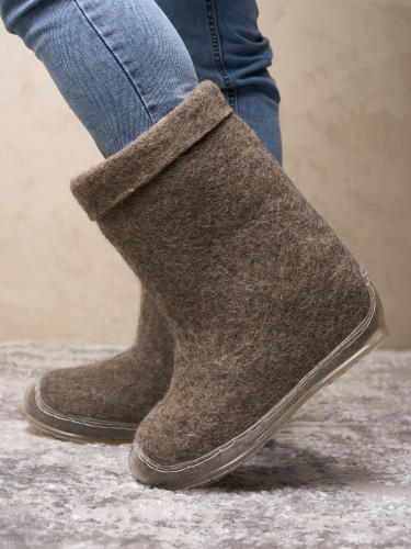 Полуваленки ручной валки серого цвета на силиконовой подошве (200КМ-ПСП) фото 3 Полуваленки ручной валки серого цвета на силиконовой подошве (200КМ-ПСП) фото 3