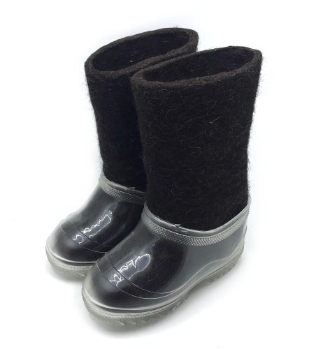 Валенки чёрные с прозрачными галошами (100Нд-СП)