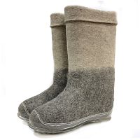 Валенки серые комбинированные с высоким голенищем на силиконовой подошве (300М-ПСП)