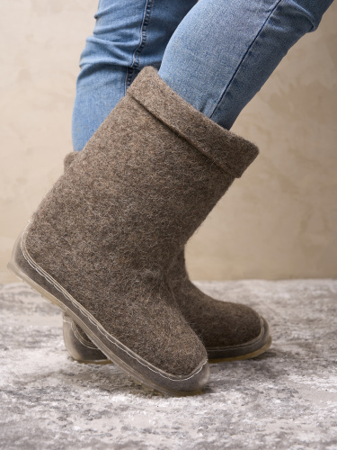 Полуваленки ручной валки серого цвета на силиконовой подошве (200КМ-ПСП) фото 4 Полуваленки ручной валки серого цвета на силиконовой подошве (200КМ-ПСП) фото 4