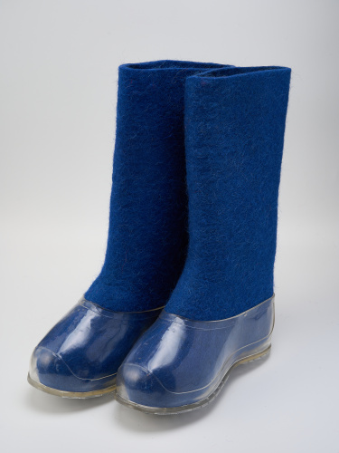 Валенки мужские синие с прозрачными галошами (500М-СП)