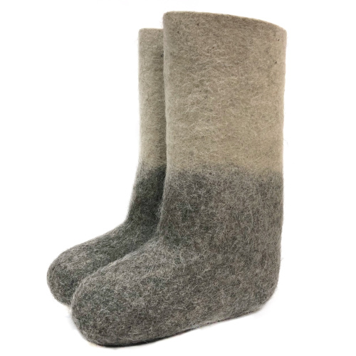 Валенки ручной валки комбинированные серый войлок (300Ж)