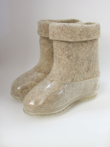 Полуваленки серые женские с прозрачными галошами (200КЖ-СП)