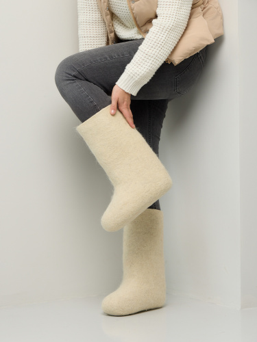 Валенки из натуральной овечьей шерсти белые (001Ж) фото 5