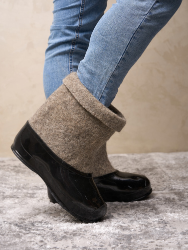 Полуваленки мужские серые с черными галошами (200КМ-СЧ) фото 4