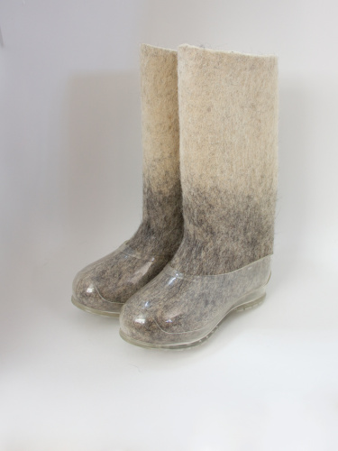 Валенки женские комбинированные с прозрачными галошами (300Ж-СП)