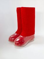 Валенки женские красные с прозрачными галошами (400Ж-СП)