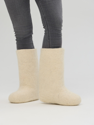 Валенки из натуральной овечьей шерсти белые (001Ж) фото 4