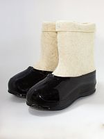 Полуваленки женские белые с черными галошами (001КЖ-СЧ)