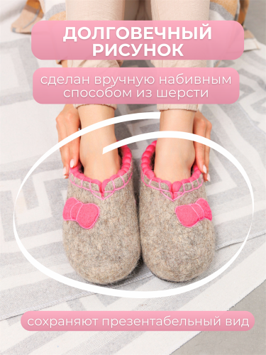 Тапочки женские "Розовый бантик" (Т341Н) фото 4